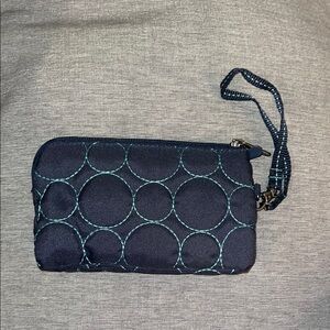 Thirty-One Vary You Quilted Dots Blue Wristlet Clutch
